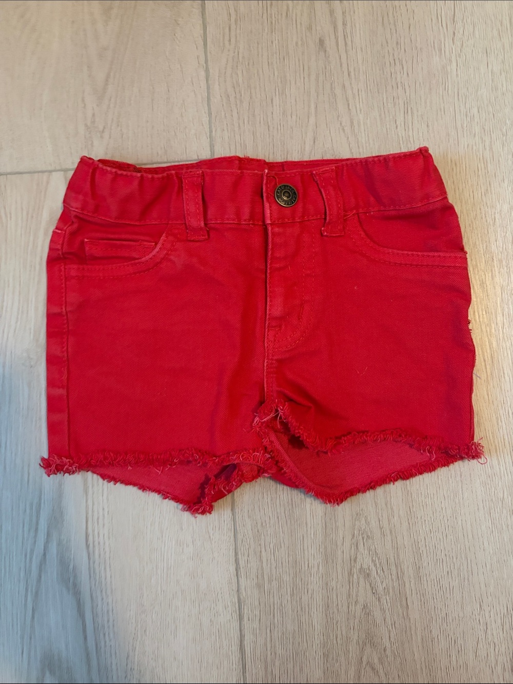Cat & Jack Red Frayed-Hem Super Stretch Shorts